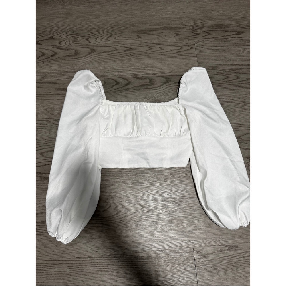 Oh Polly White Puff Sleeve Cropped Bodysuit